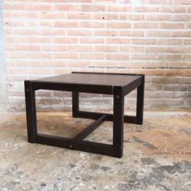 Vintage latten salontafel bijzettafel donker hout