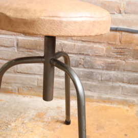 Vintage kruk verstelbaar beige grijs