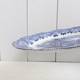 Vintage grote hapjes schaal blauw wit Woodland Wedgwood