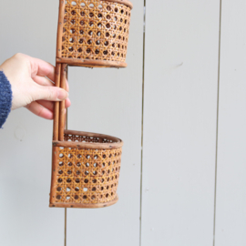 Rotan plantenrekje jaren 60 webbing muur wand