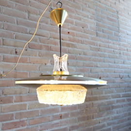 Vintage handlamp plafond messing dik glas 1960 ufo model