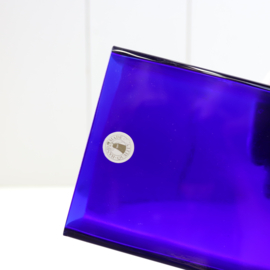Vintage vaas kobalt blauw glas vierkant