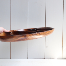 Vintage houten schaal blad groot