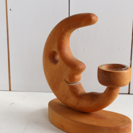 Vintage waxinelichthouder hout maan