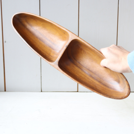 Vintage teak schaal lang
