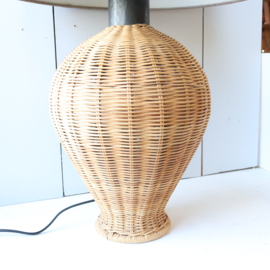 Vintage tafellamp riet bruine kap