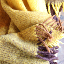 Vintage deken wol oker geel plaid