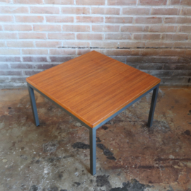Vintage salontafel vierkant metaal hout mid-century