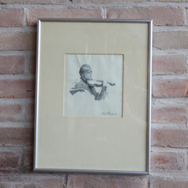 Vintage aquarel violist '85