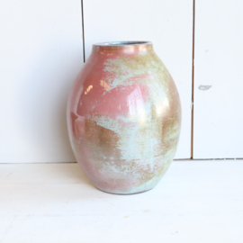 Vintage keramiek vaas roze blauw Nagtegaal Utrecht