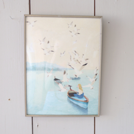 Vintage fotolijst zilver kleur bol glas