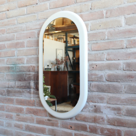 Vintage pas spiegel boog ovaal dikke rand wit