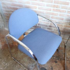 Vintage postmodern fauteuils chroom blauw lila