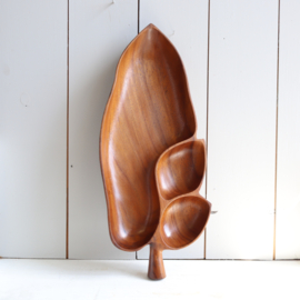 Vintage houten schaal blad groot