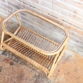 Vintage rotan salontafel glas tijdschriften