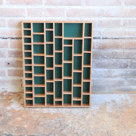 vintage letterbak hout groen