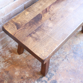 Vintage brutalist bijzettafel  salontafel eiken hout