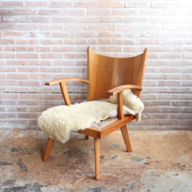 Vintage fauteuil hout riet