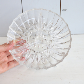 Vintage glazen schaal 3 vakjes kristal look