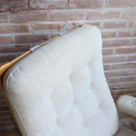 Vintage fauteuil Scandinavisch licht stof wit beige