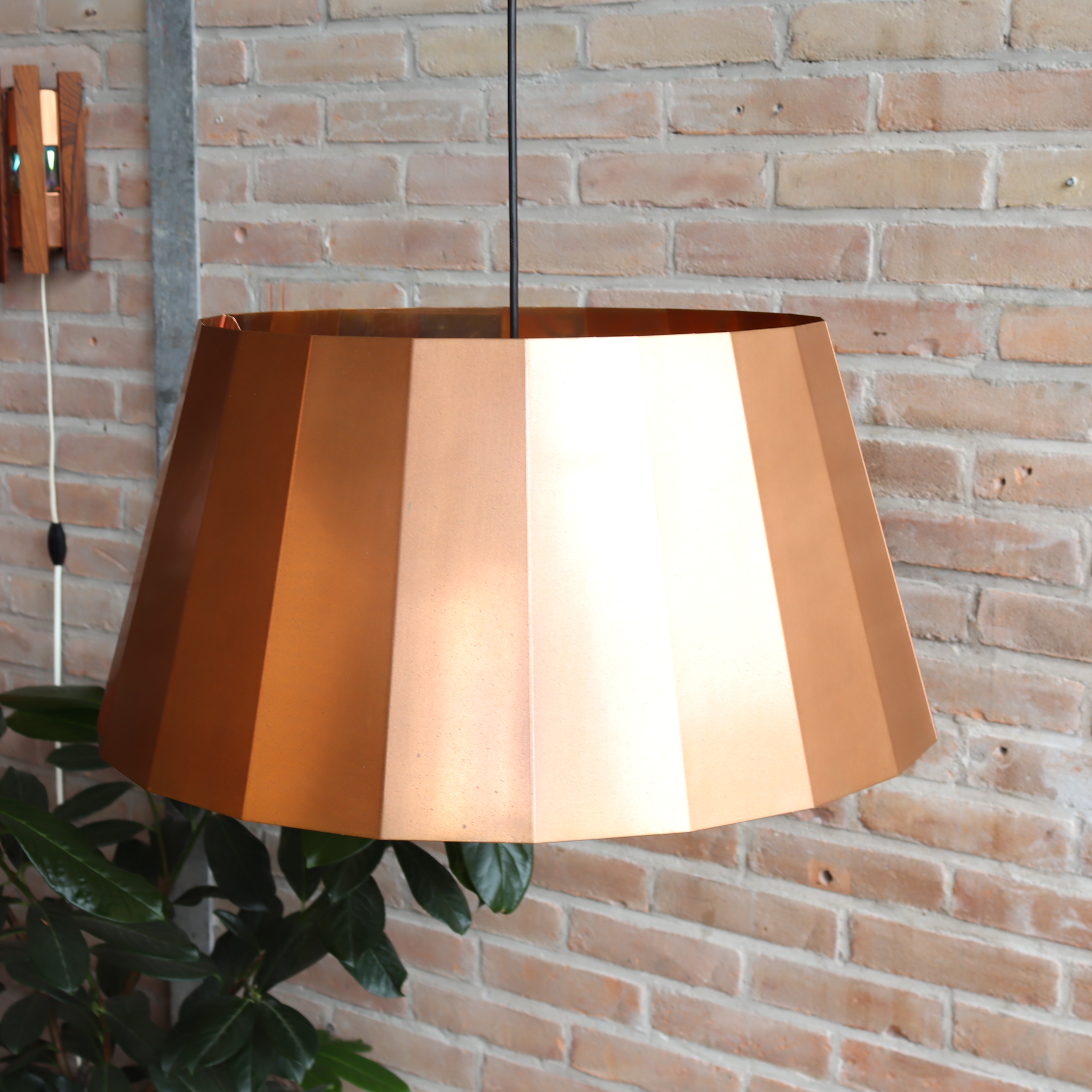 Design lamp Piet Hein Eek koper plisse hanglamp