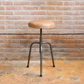 Vintage kruk verstelbaar beige grijs
