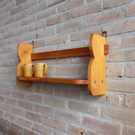 Vintage wandplank hout licht hout ronde vormen