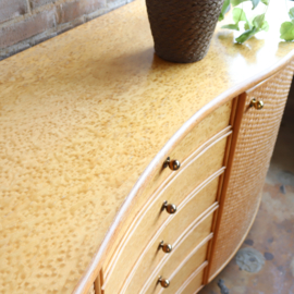 Vintage rotan dressoir bol poten