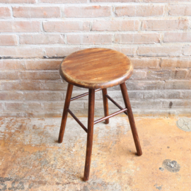 Vintage hoge kruk hout