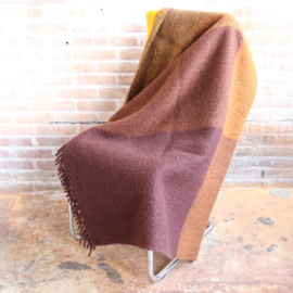 Vintage deken wol oker geel plaid