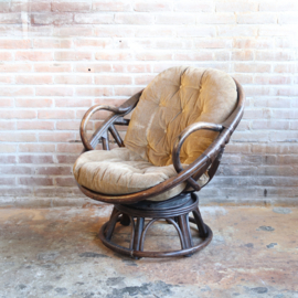 Vintage rotan draaifauteuil donker