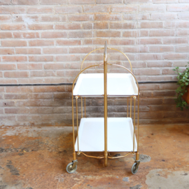 Vintage trolley inklapbaar wit goud