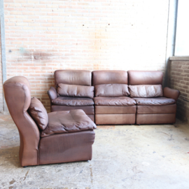 Vintage elementen bank bruin leer jaren 70