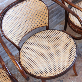 Vintage thonet stoelen armleuning webbing