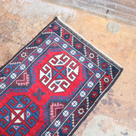 Vintage Perzische tapijt loper rood blauw 285 x 68