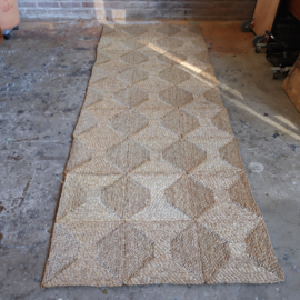 Rieten mat vloerkleed loper jaren 70