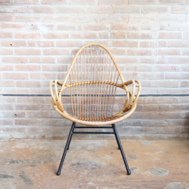Vintage rotan stoel metaal