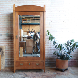 Vintage kledingkast spiegelkast jaren 30 hang leg demontabel