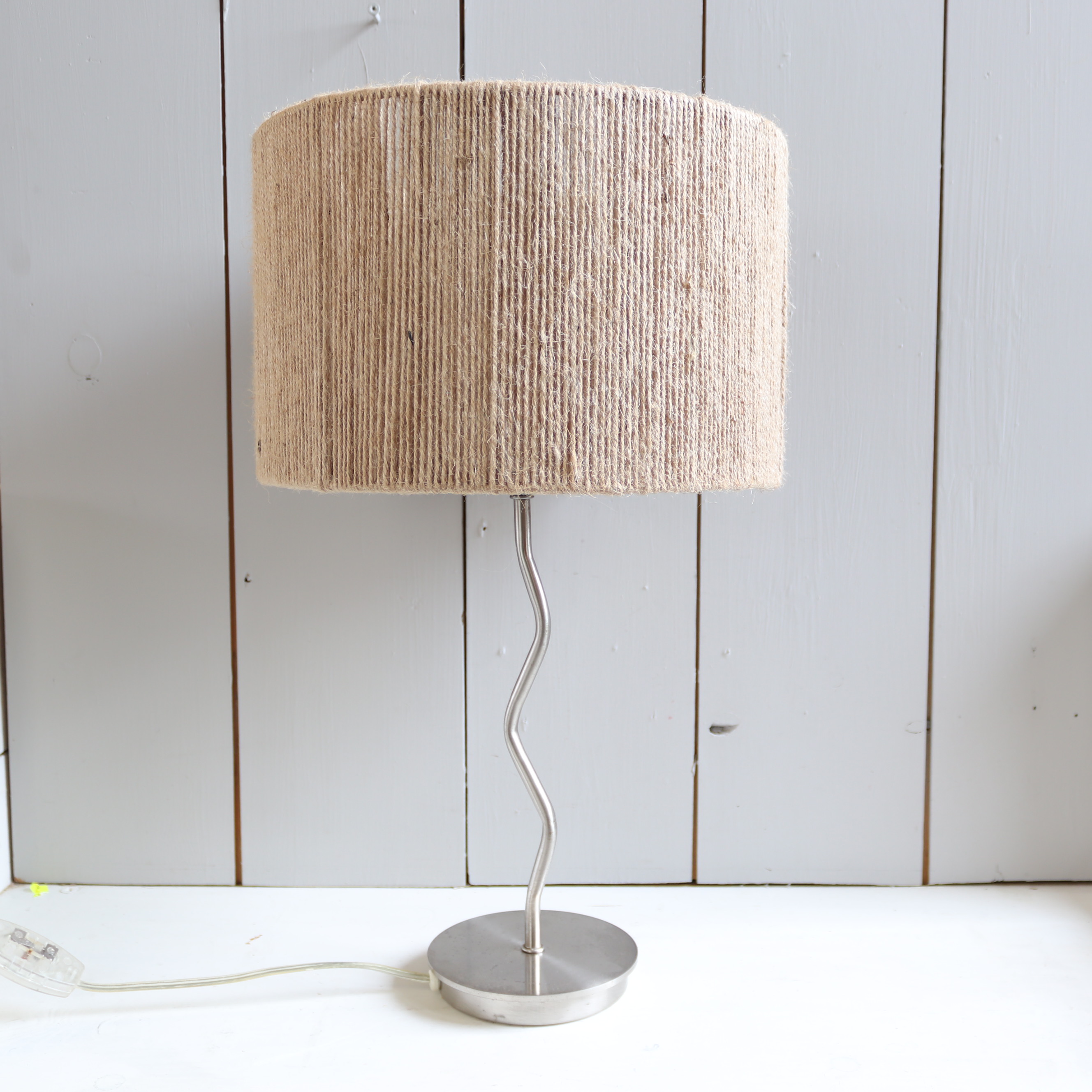 Vintage 90s postmodern golvend wavy lampen voet rvs