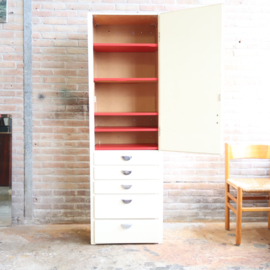 Vintage hoge smalle kast Bruynzeel