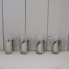 Vintage glas met rvs houder