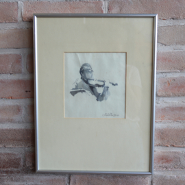 Vintage aquarel violist '85