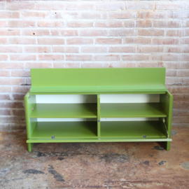 Vintage schoenenkast groen bankje hal dressoir