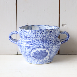 microscopisch Ondenkbaar Ronde Vintage bloempot blauw wit | potten & vazen | Meutt vintage & interior -  webshop voor vintage interieur producten