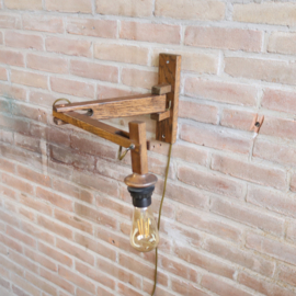 vintage wandlamp massief eiken donker