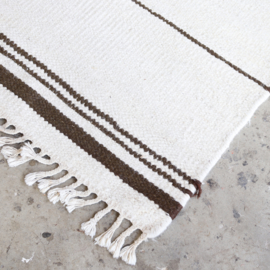 Jaren 70 wol tapijt vloerkleed wit