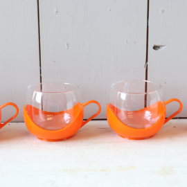 Vintage theeglazen jaren 70 oranje