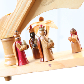 Vintage kandelaar hout kerststal