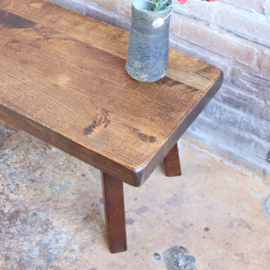 Vintage brutalist bijzettafel  salontafel eiken hout