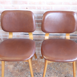 Set vintage stoelen bruin skai bekleding jaren 70